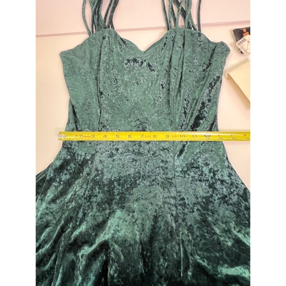 VTG 90s All That Jazz Crushed Velvet Spaghetti Strap Mini Dress Green Size - Picture 11 of 14